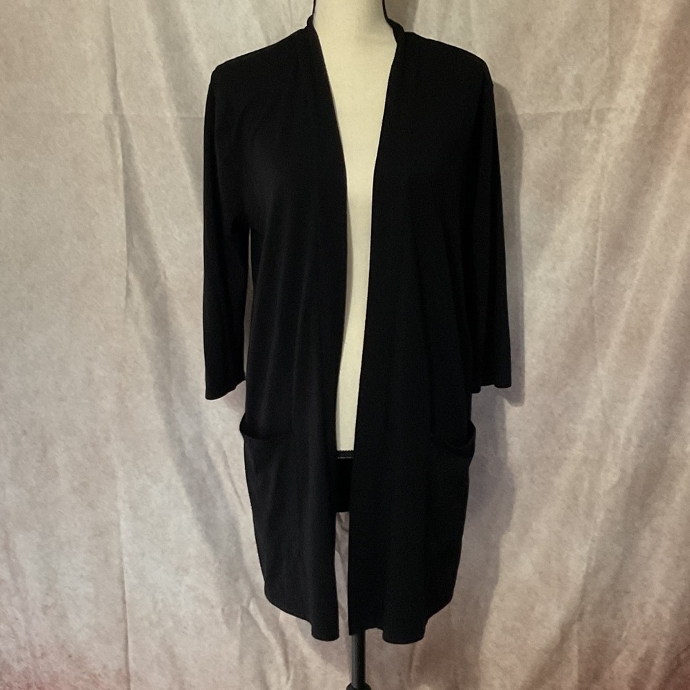 Classic Black Open Front Cardigan